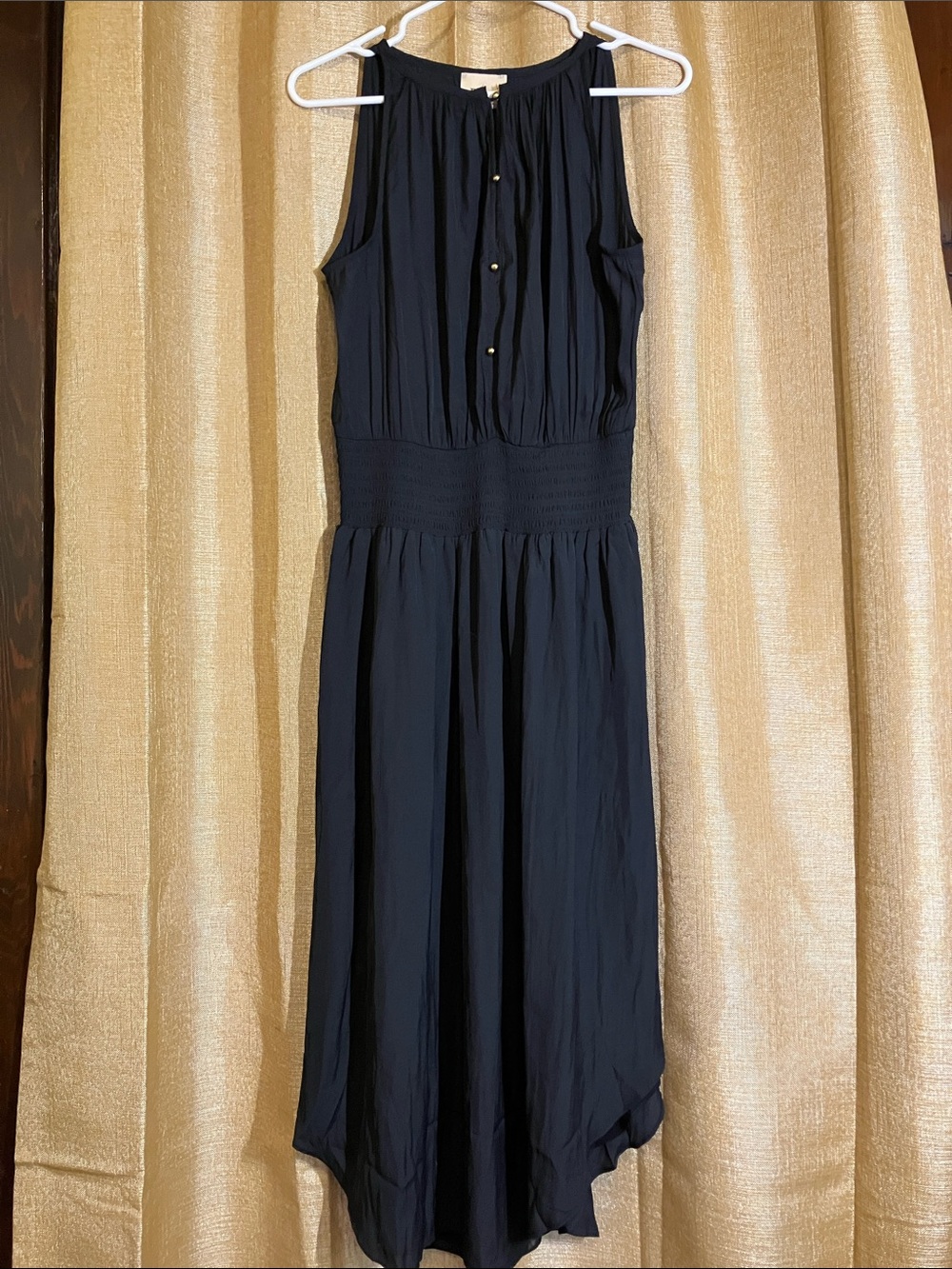 Elie Tahari Black Sleeveless Maxi Dress with Smocked Waist